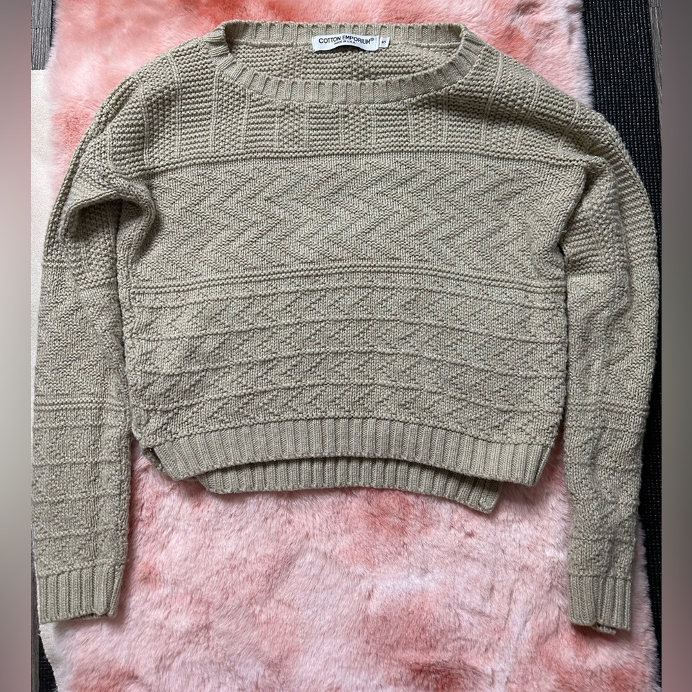COTTON EMPORIUM BROWN LONG SLEEVE CROP TOP WOMEN